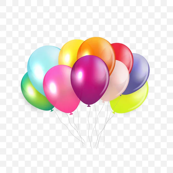 Glossy Happy Birthday Concept with Balloons isolated on transpar — Stock Vector