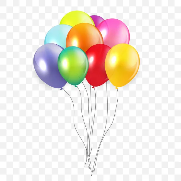 Brillante concepto de feliz cumpleaños con globos aislados en transpar — Archivo Imágenes Vectoriales