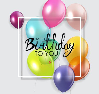 Parlak mutlu doğum günü kavramı üzerinde transpar izole balonlar ile