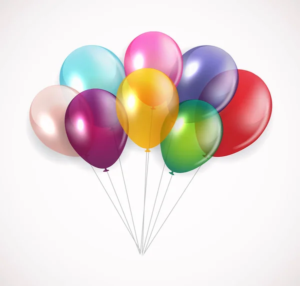 Brillante Feliz Cumpleaños Globos Fondo Vector Illustration — Archivo Imágenes Vectoriales