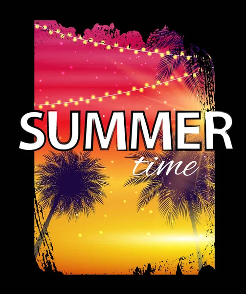 夏季海滩海报。热带自然背景与棕榈. — 图库矢量图片
