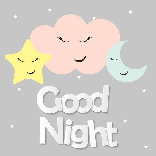 Cute Good Night kids Background Vector Illustration — Stock Vector