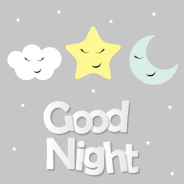 Cute Good Night Kids Background Vector Illustration — стоковый вектор