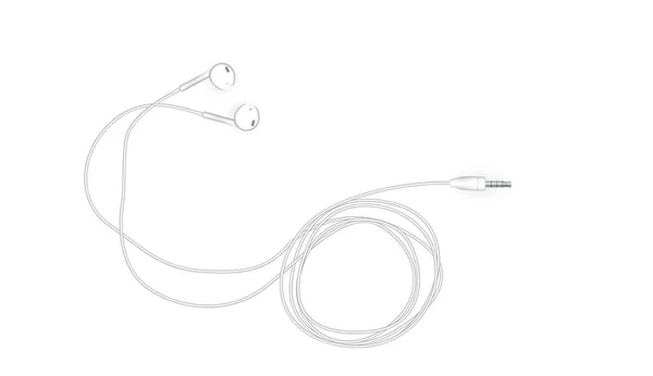 Auriculares con auriculares cableados elegantes pulcros en blanco. Vector Illustrati — Archivo Imágenes Vectoriales