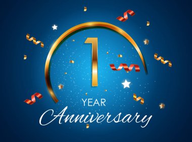Template Logo 1 Years Anniversary Vector Illustration clipart