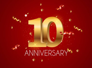 Şablon Logosu 10 Yıl Yıldönümü Vektör İllüstrasyonu