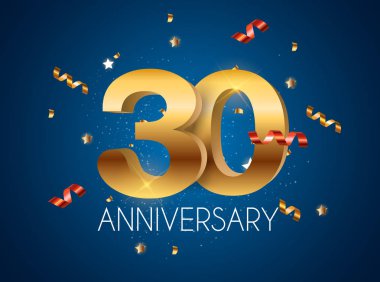 Şablon Logosu 30 Yıl Yıldönümü Vektör İllüstrasyonu