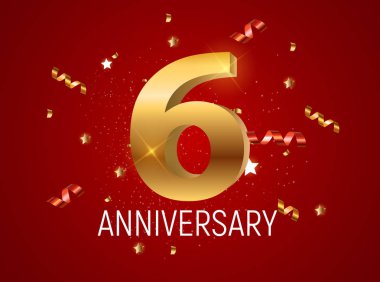 Şablonu Logo 6 yıl yıldönümü vektör çizim