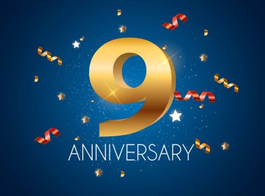 Şablonu Logo 9 yıl yıldönümü vektör çizim