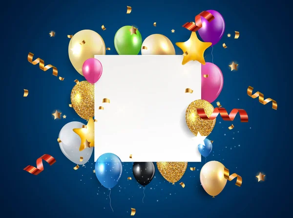 Glänsande födelsedagen ballonger bakgrund vektorillustration — Stock vektor