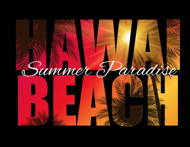 Hawai Beach Yaz Cenneti Soyut Palm Arka Plan. Vektör İllüstrasyonu
