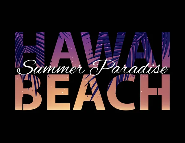Hawai Beach Summer Paradise Abstract Palm Background. Vector Illustration — Stock Vector