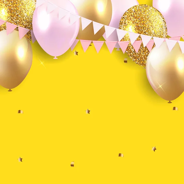Ballons joyeux anniversaire brillant Illustration vectorielle de fond Vecteurs De Stock Libres De Droits