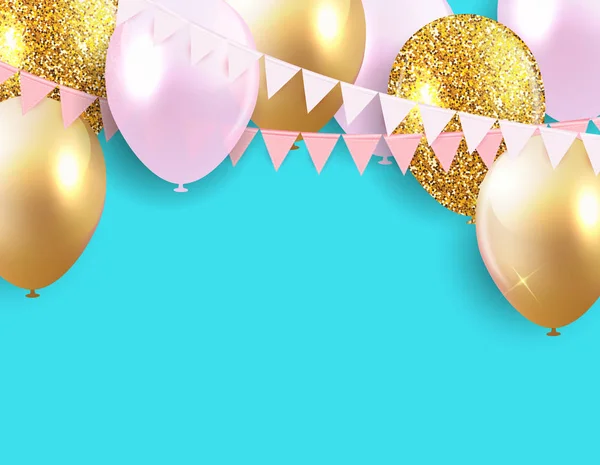 Glossy Happy Birthday Balloons Background Vector Illustration Royalty Free Stock Illustrations