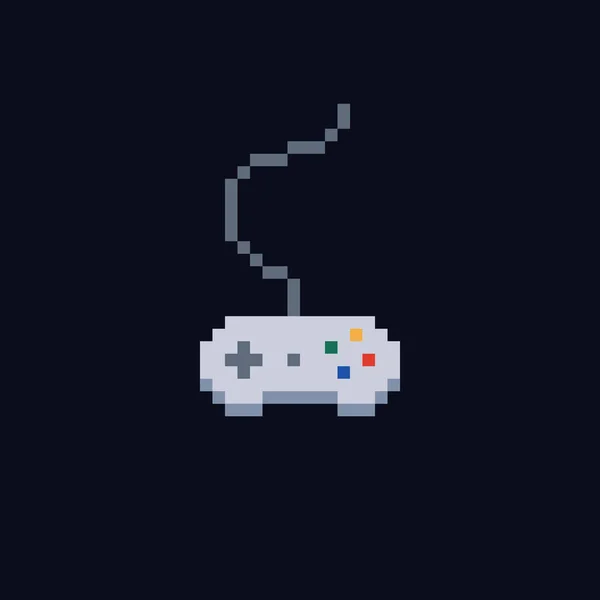 White pixel art 8 bit gamepad para console de jogos Ícone vetorial isolado do controlador com fio — Vetor de Stock