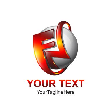 İlk harf Fn logo şablonu kırmızı turuncu Küre tasarımı iş ve şirket kimliği için renkli