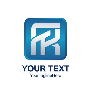 İlk harf Fk logo şablonu gümüş mavi kare tasarım iş ve şirket kimliği için renkli