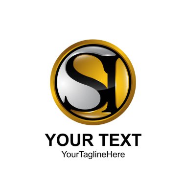 Siyah Altın çember tasarım iş ve şirket kimliği için renkli ilk mektup Si logo şablonu
