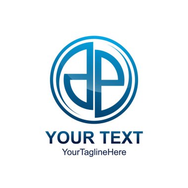 İlk harf Dp logo şablonu renkli daire mavi swoosh tasarım iş ve şirket kimlik için