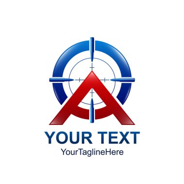 İlk harf A logo şablonu kırmızı mavi hedef tasarım iş ve şirket kimliği için renkli