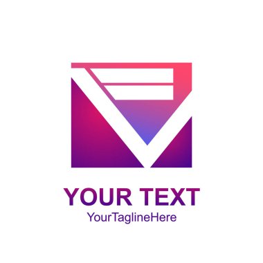 Mektup Fv logo şablonu Derma kare tasarım iş ve şirket kimliği için ilk
