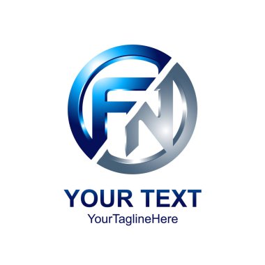 İlk harf Fn logo şablonu mavi daire tasarım iş ve şirket kimliği için renkli