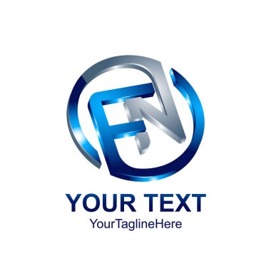 İlk harf Fn logo şablonu mavi daire tasarım iş ve şirket kimliği için renkli