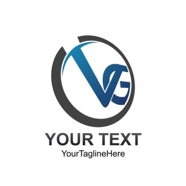 İlk harf Vg logo şablonu gri mavi daire tasarım iş ve şirket kimliği için renkli
