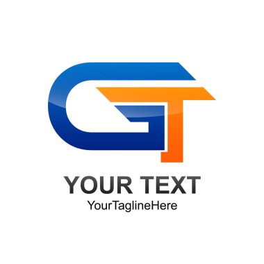 İlk harf Gt logo şablonu mavi turuncu tasarım iş ve şirket kimliği için renkli