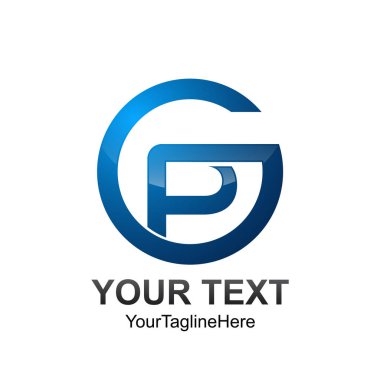 İlk harf Gp logo şablonu mavi daire tasarım iş ve şirket kimliği için renkli