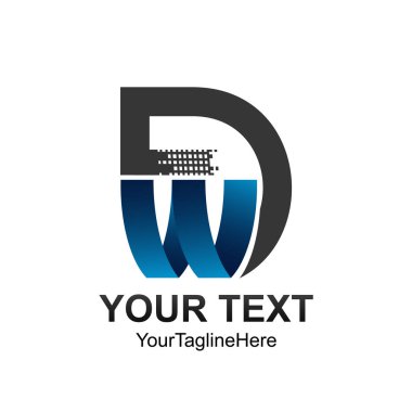 İş ve şirket kimliği için gri mavi tasarım renkli ilk mektup Dw logo şablonu