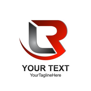 İlk harf Lr logo şablonu kırmızı gri renkli swoosh tasarım iş ve şirket kimliği için