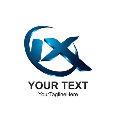 İlk harf IX logo şablonu renkli mavi daire çizmek için iş ve şirket kimlik swoosh