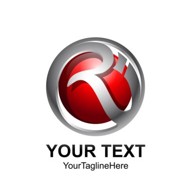 İlk harf RI logo şablonu gri kırmızı daire küre tasarımı iş ve şirket kimliği için renkli