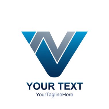 İlk harf Vn veya Nv logo şablonu gri mavi üçgen tasarım iş ve şirket kimliği için renkli
