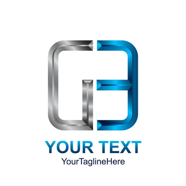 Modèle Logo Lettre Initiale Design Carré Gris Bleu Pour Identité — Image vectorielle