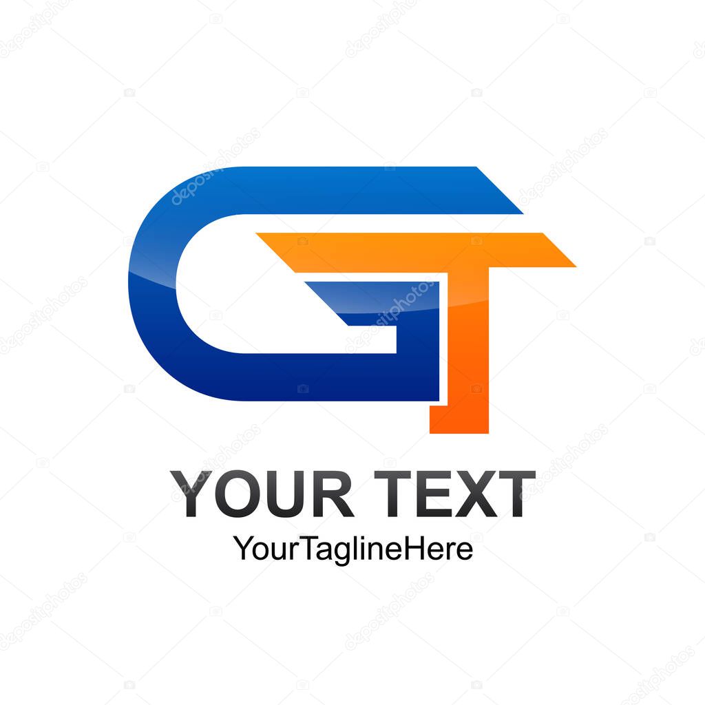 Initial letter GT logo template colored blue orange design for business and company identity
