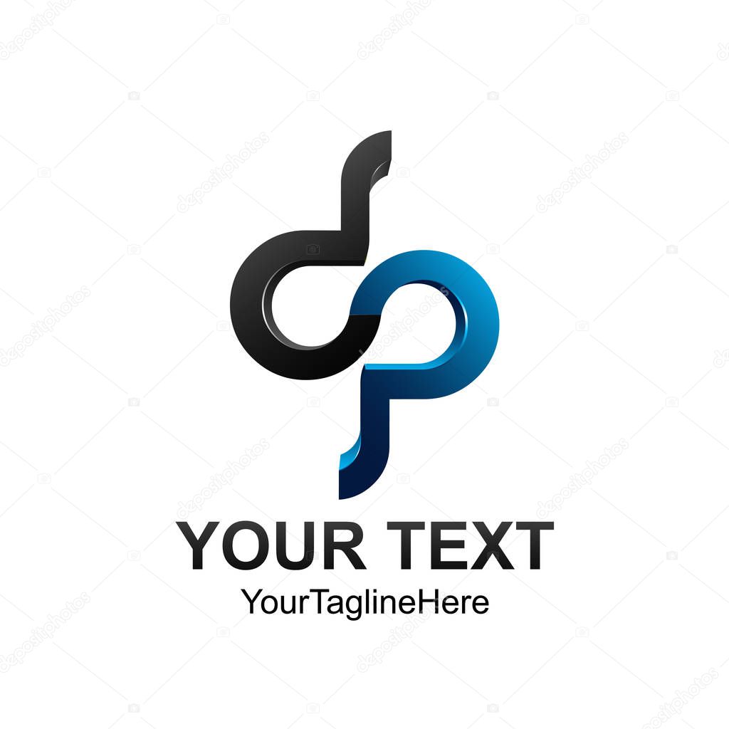 Initial letter DP logo template colored blue grey design for business and company identity