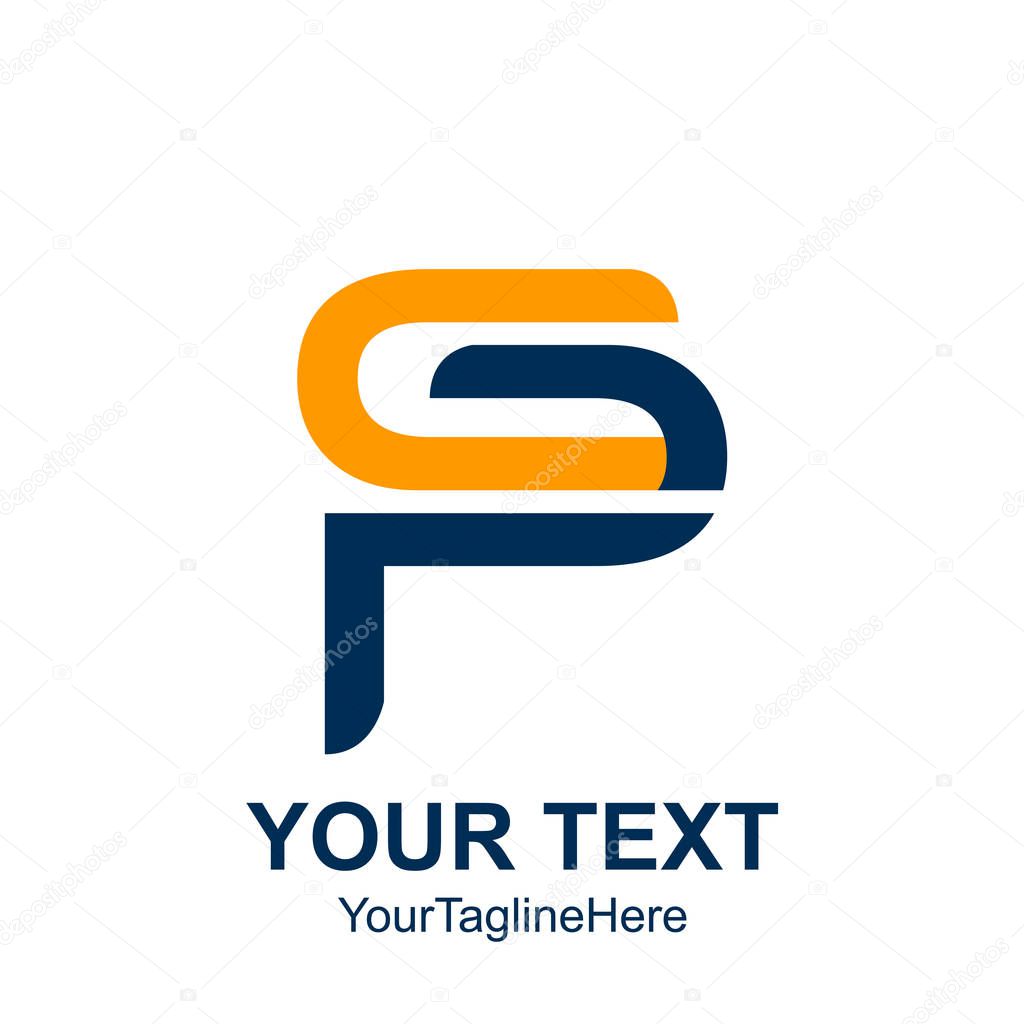 Initial letter CP logo template colored blue orange design for business and company identity
