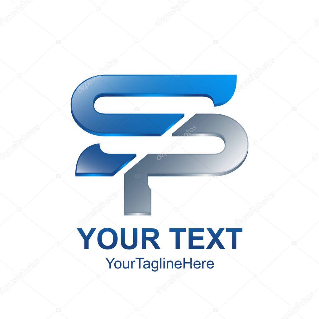 Initial letter SP logo template colored blue grey design for business and company identity