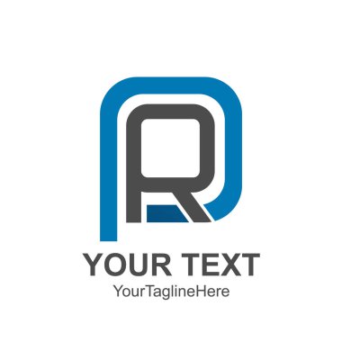 İlk harf Pr veya Rp logo şablonu gri mavi eğimli kare tasarım iş ve şirket kimliği için renkli