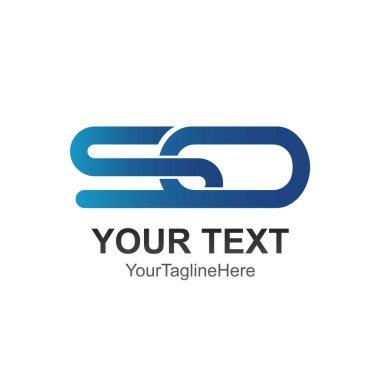 Böylece iş ve şirket kimliği için mavi bağlantılı tasarım logo şablonu renkli ilk harfi