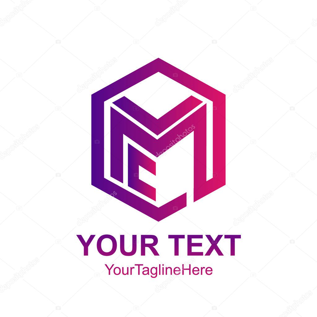 Initial letter LMC logo template collorfull cube line design for business and company identity
