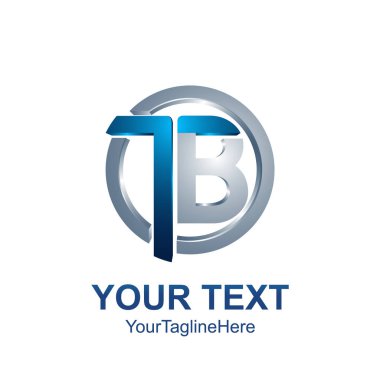 İlk harf Tb logo şablonu gri mavi daire tasarım iş ve şirket kimliği için renkli