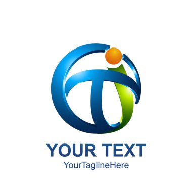 İlk harf Ti logo şablonu renkli yeşil mavi abstrack daire çizmek için iş ve şirket kimlik swoosh