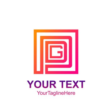 Mektup Pdg logo şablonu Derma kare tasarım iş ve şirket kimliği için ilk