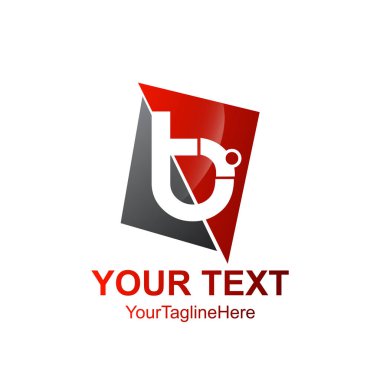 İlk mektup B logo şablonu gri kırmızı kare üçgen derece tasarım iş ve şirket kimliği için renkli