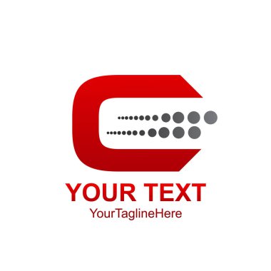 İlk harfi C logo şablonu ile noktalı resim çizmek iş ve şirket kimliği için kırmızı renkli