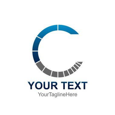 İlk harfi C logo şablonu mavi gri tasarım iş ve şirket kimliği için renkli