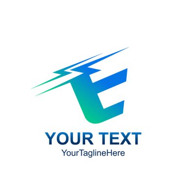 İlk Harf E logo şablonu mavi elektrik tasarım iş ve şirket kimliği için renkli